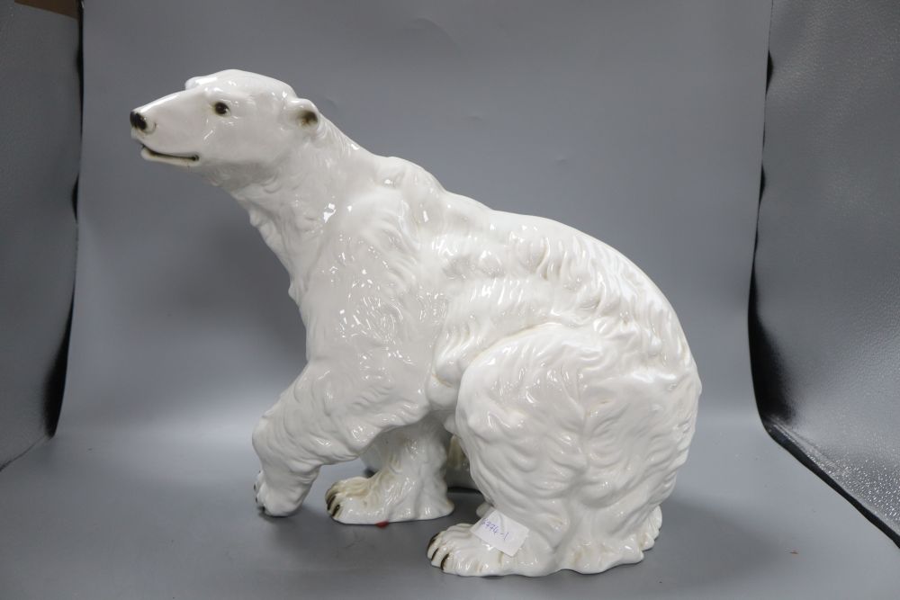 A Royal Dux porcelain polar bear, height 37cm